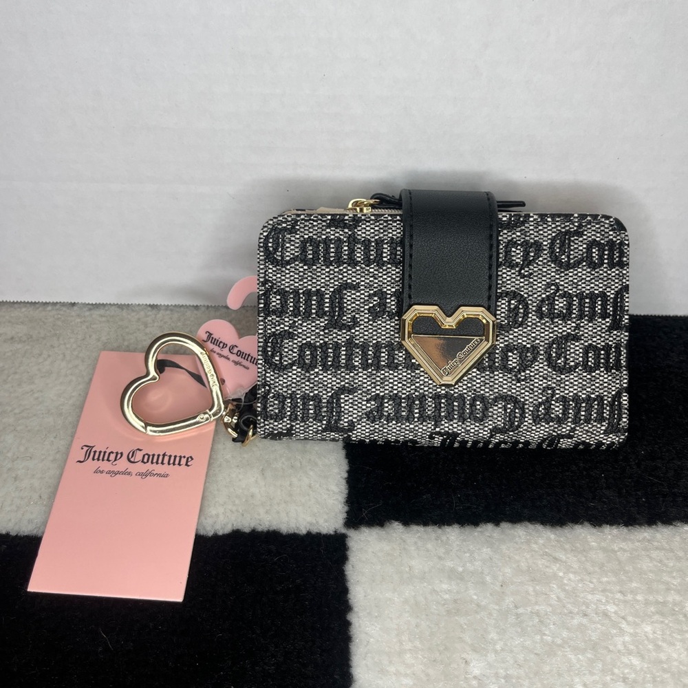 Juicy Couture  MODERN CHIC TAB CARD  WALLET Black Beige Brand New With Tags - Picture 2 of 10